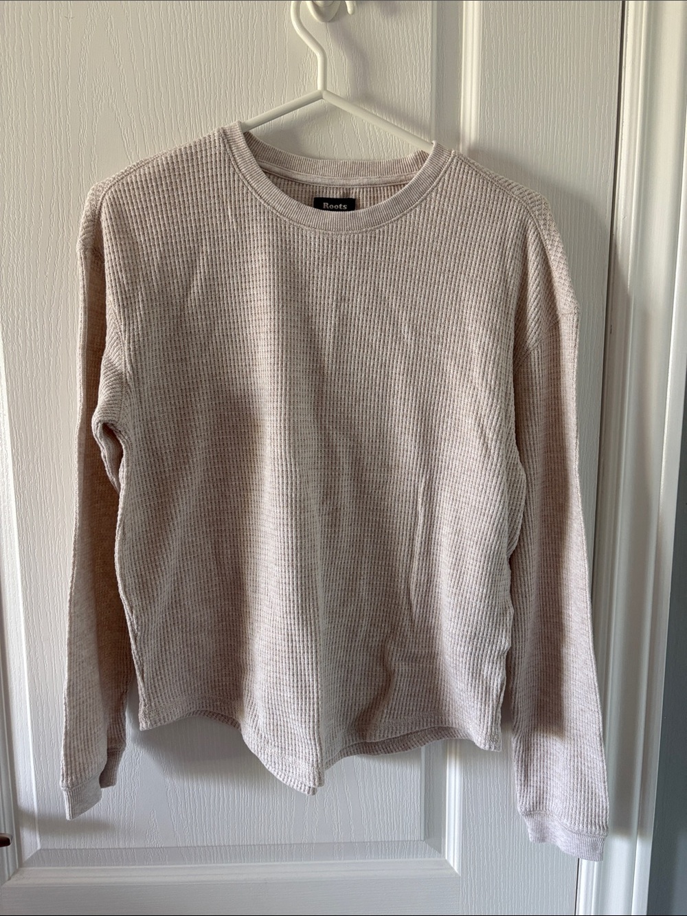 Roots Women’s Cream Waffle-Knit Crewneck Long Sleeve